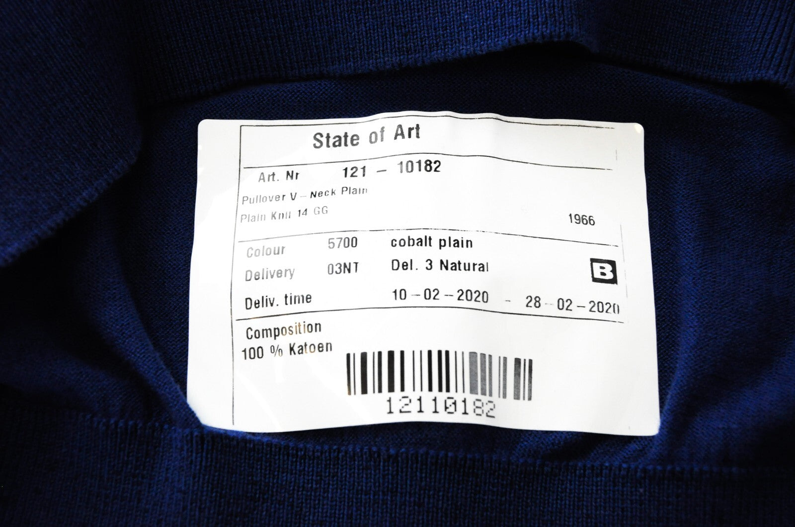 STATE OF ART Mens Sweatshirt L Blue V-Neck Long Sleeve  Cotton Pullover
