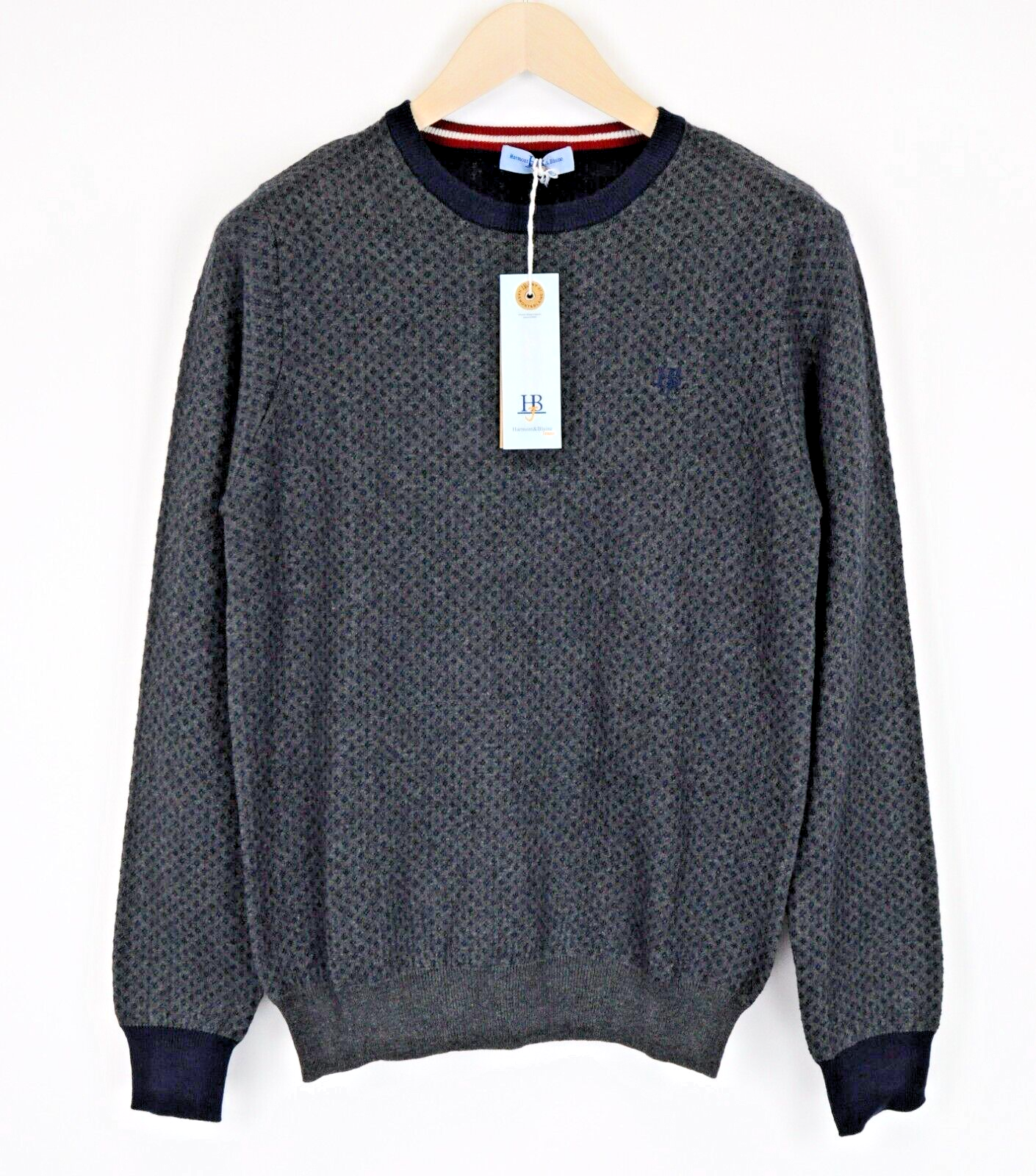 HARMONT & BLAINE Mens Sweatshirt S Grey Wool Cotton Cashmere Long Sleeve