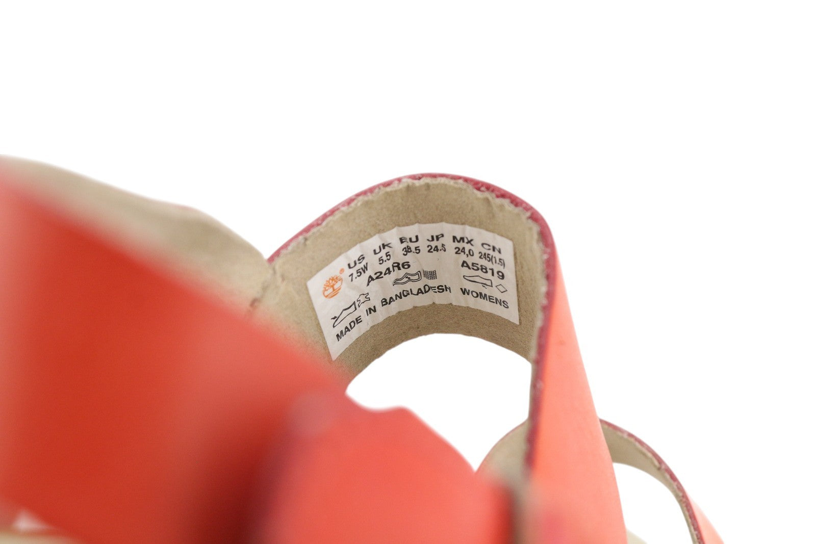 TIMBERLAND A24R6 Women Sandals EU38.5 Orange Leather Flats Buckle Closure Logo