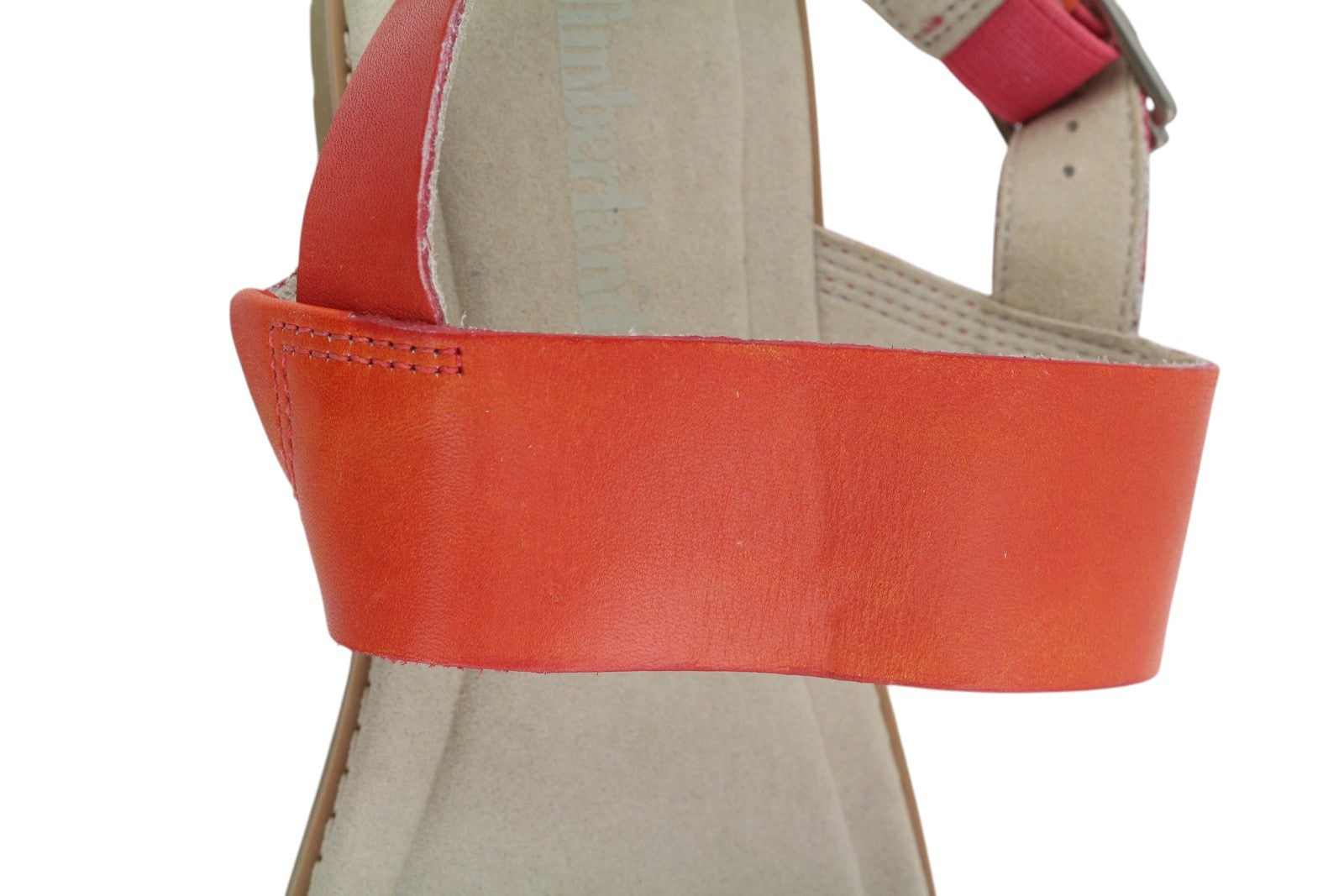 TIMBERLAND A24R6 Women Sandals EU38.5 Orange Leather Flats Buckle Closure Logo