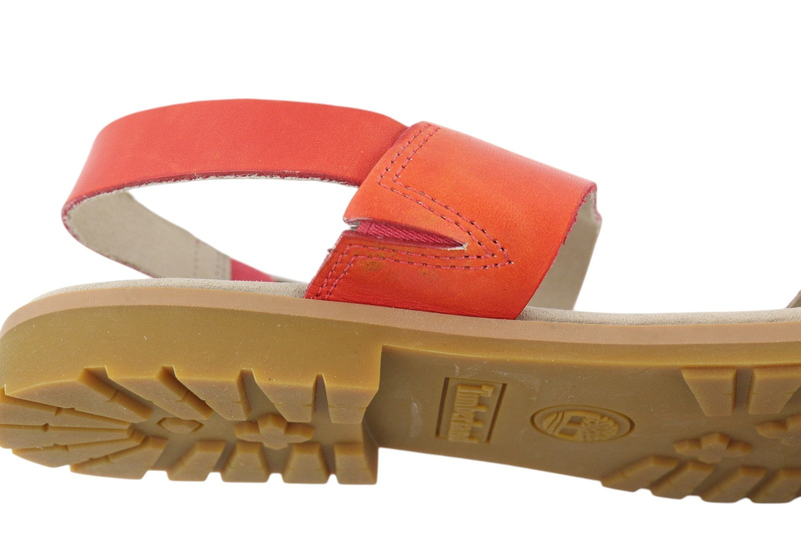 TIMBERLAND A24R6 Women Sandals EU38.5 Orange Leather Flats Buckle Closure Logo