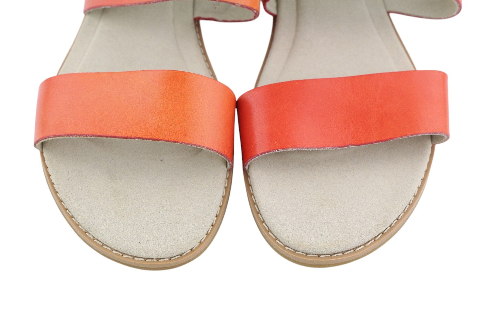 TIMBERLAND A24R6 Women Sandals EU38.5 Orange Leather Flats Buckle Closure Logo