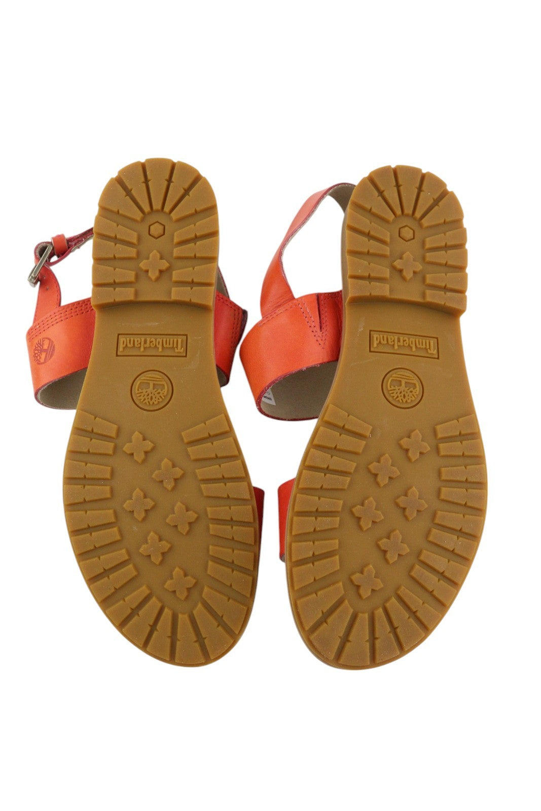 TIMBERLAND A24R6 Women Sandals EU38.5 Orange Leather Flats Buckle Closure Logo