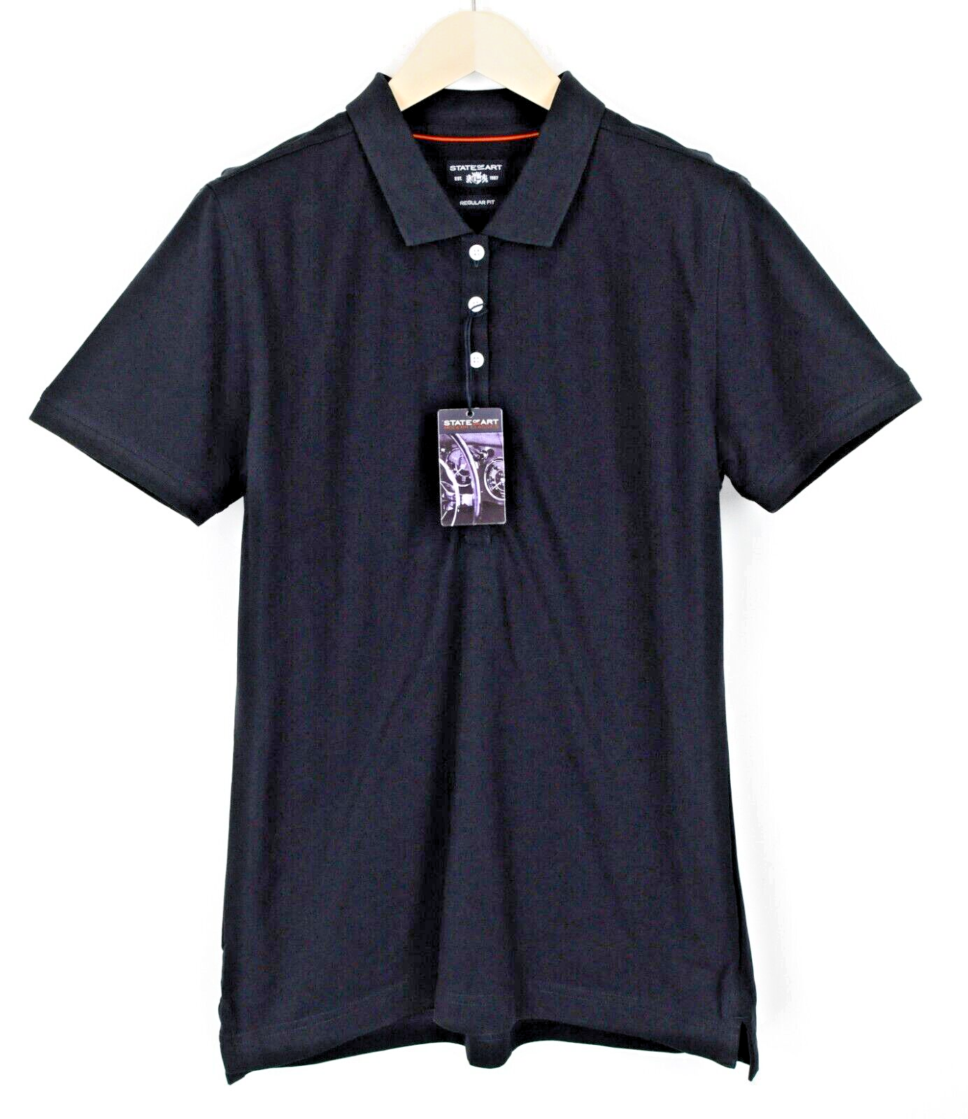 STATE OF ART Mens T-Shirt L Navy Short Sleeve  Cotton Collared Polo