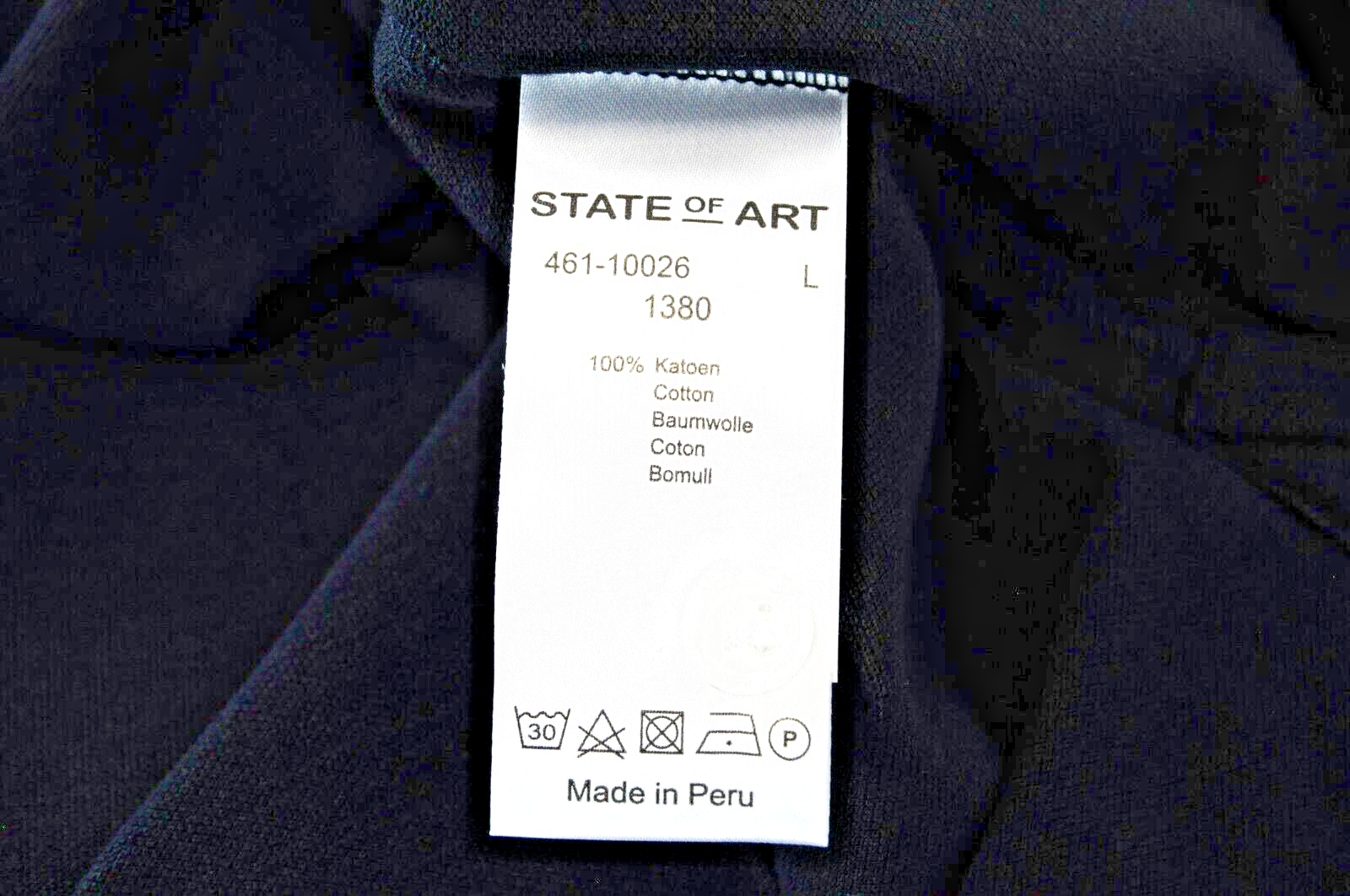 STATE OF ART Mens T-Shirt L Navy Short Sleeve  Cotton Collared Polo