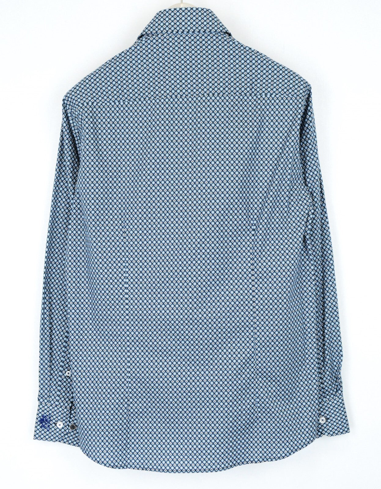 STATE OF ART Mens Shirt S Blue Stretchy Cotton Long Sleeve Collared Patterned