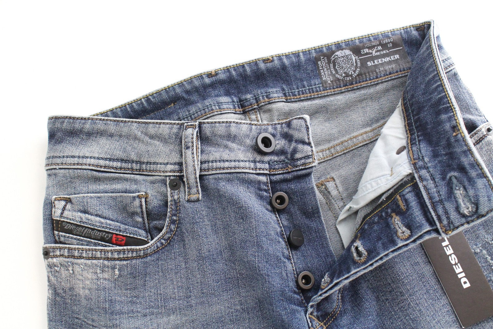 DIESEL Sleenker 069FI Men's Slim Fit Jeans W28 L32 Stretch Cotton Blue Denim