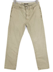 NUDIE JEANS Khaki Regular Men Trousers W29/L30 Beige Chino Button Fly Pockets