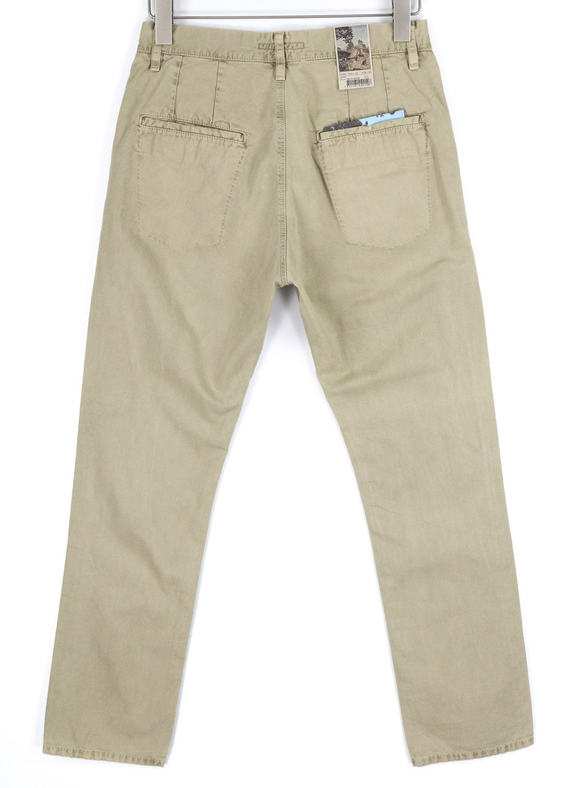 NUDIE JEANS Khaki Regular Men Trousers W29/L30 Beige Chino Button Fly Pockets