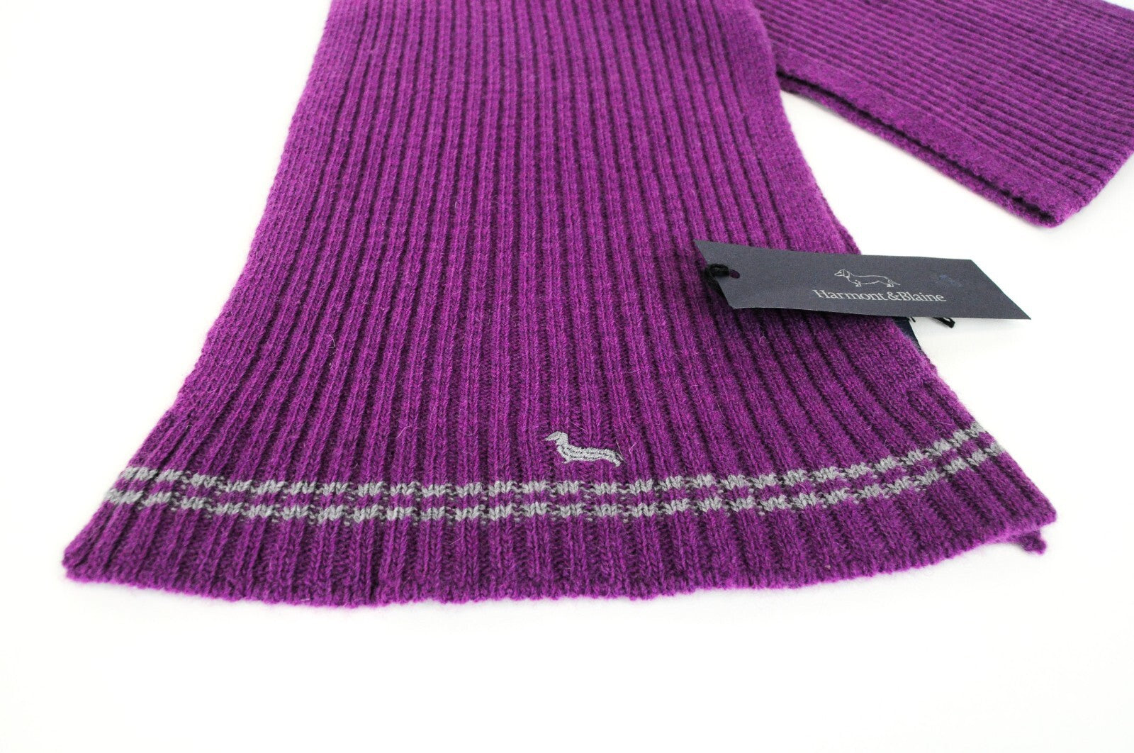 HARMONT & BLAINE Mens Scarf OS Purple Knitted Wool  Unisex Winter