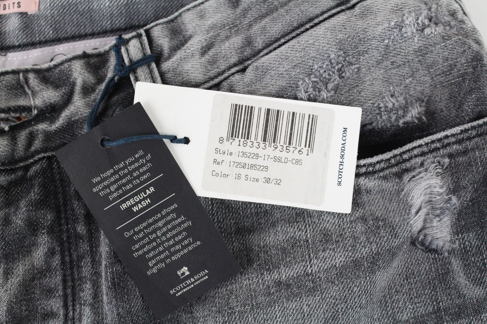 SCOTCH & SODA L-Adorable Womens Jeans W30/L32 Grey Ripped Boyfriend Non-Stretch