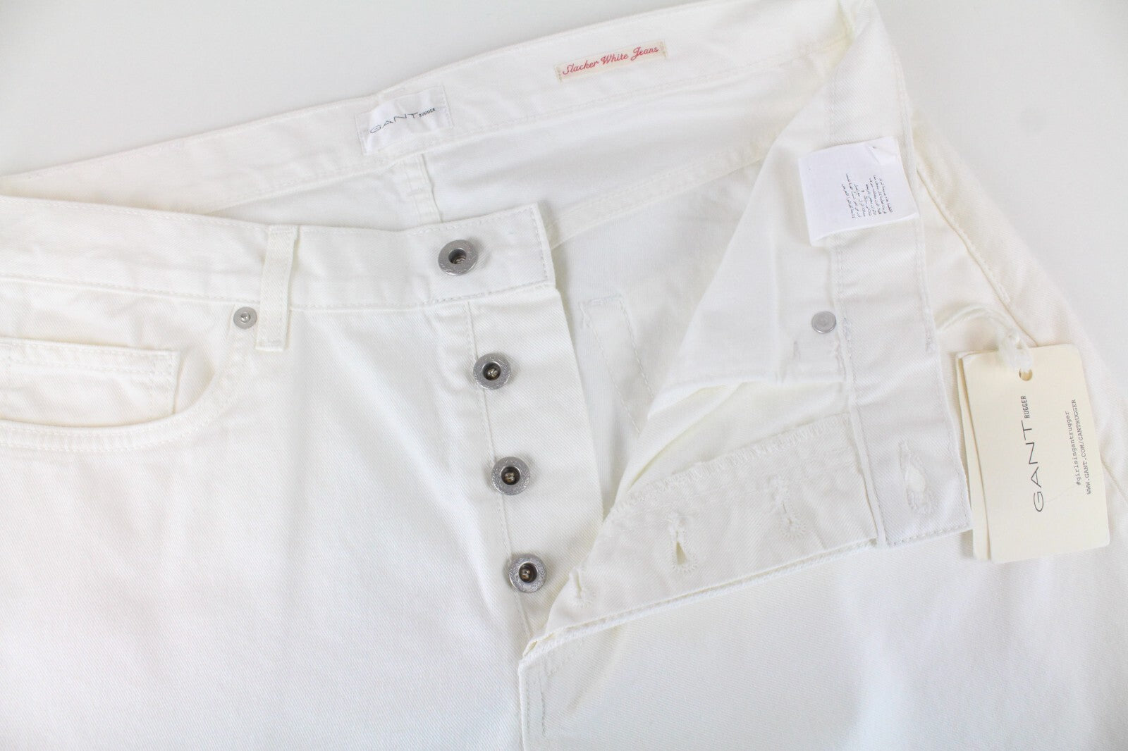 GANT Slacker Womens Jeans W29/L34 White Straight Leg Distressed Dress Stretchy