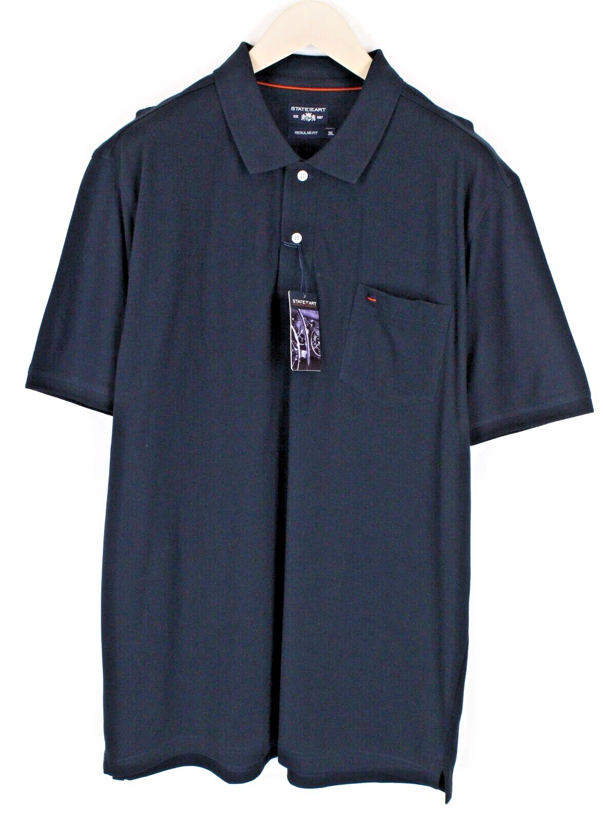 STATE OF ART Mens Polo T-Shirt 3XL Dark Navy Short Sleeve Cotton Dress