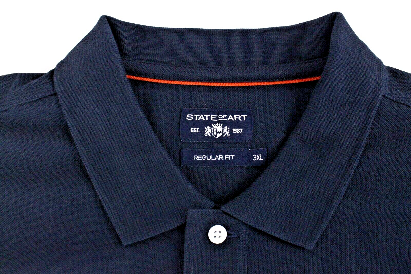 STATE OF ART Mens Polo T-Shirt 3XL Dark Navy Short Sleeve Cotton Dress