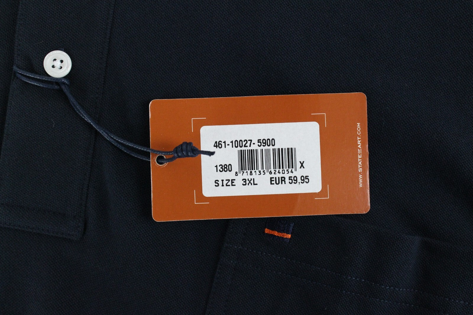 STATE OF ART Mens Polo T-Shirt 3XL Dark Navy Short Sleeve Cotton Dress