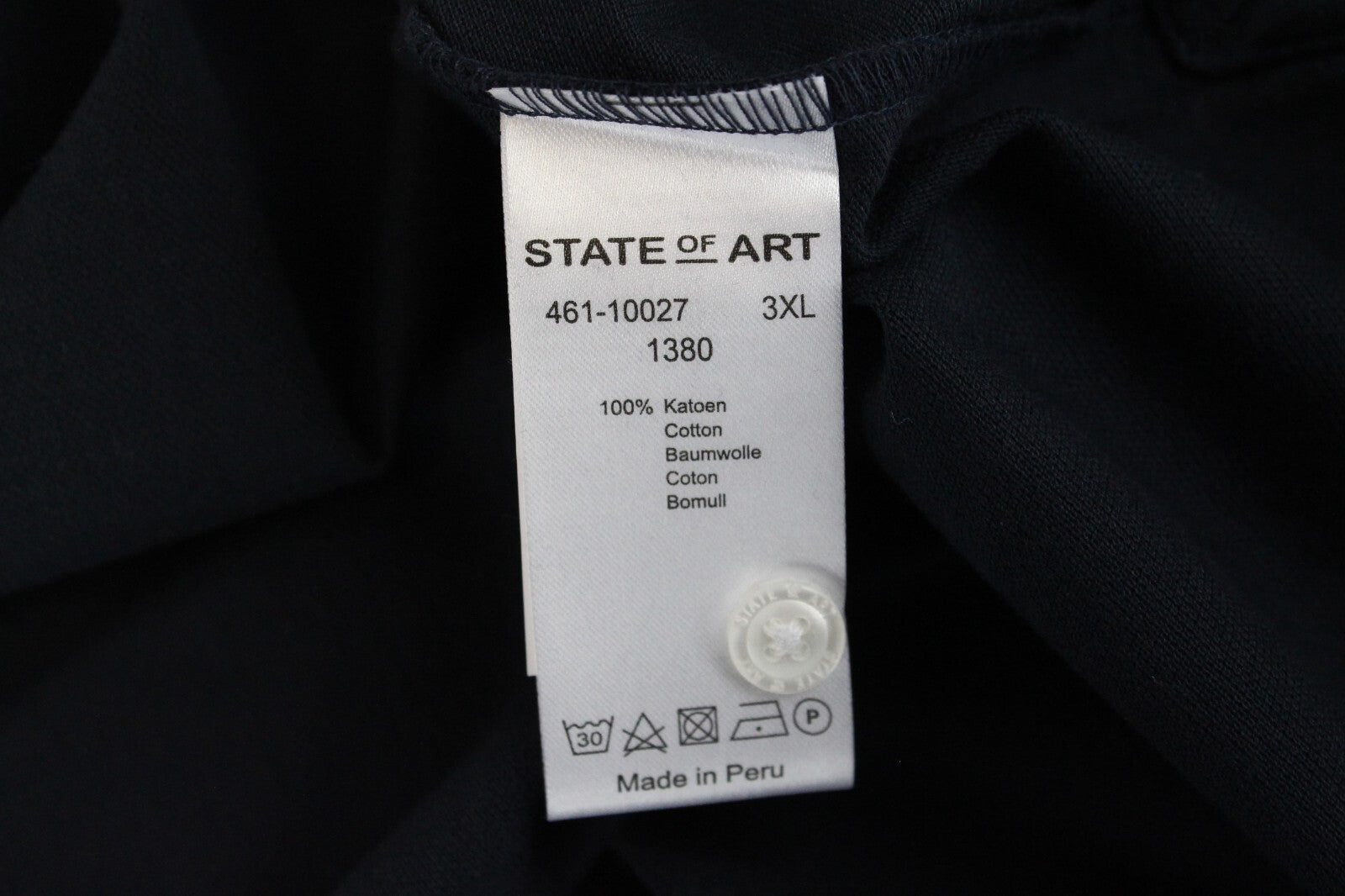 STATE OF ART Mens Polo T-Shirt 3XL Dark Navy Short Sleeve Cotton Dress