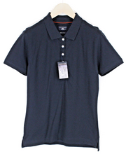 STATE OF ART Mens Polo T-Shirt L Plain Dark Navy Cotton Dress Short Sleeve