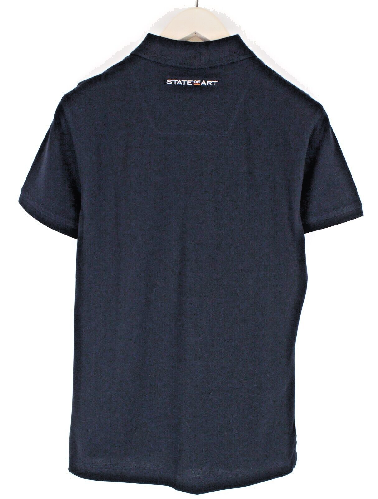 STATE OF ART Mens Polo T-Shirt L Plain Dark Navy Cotton Dress Short Sleeve
