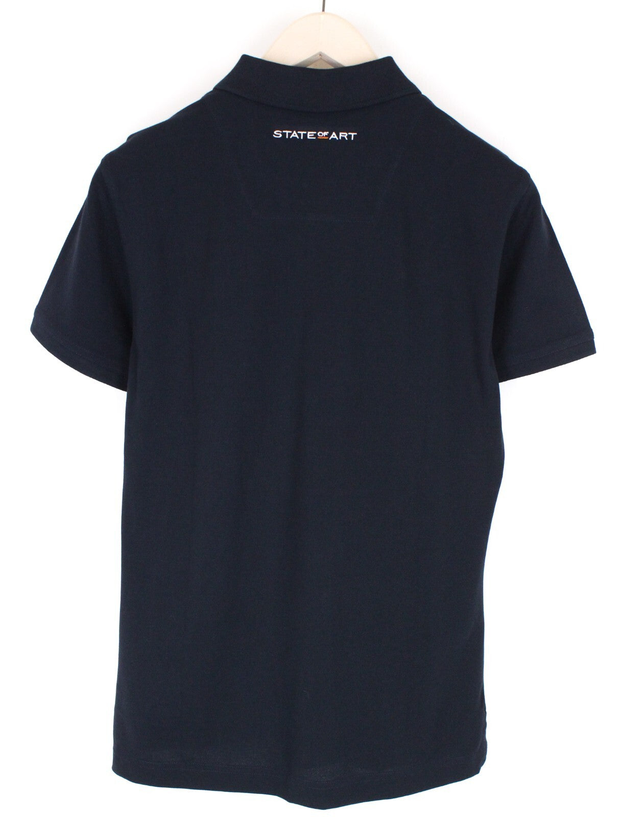 STATE OF ART Mens Polo T-Shirt L Embroidered Navy Cotton Short Sleeve Dress