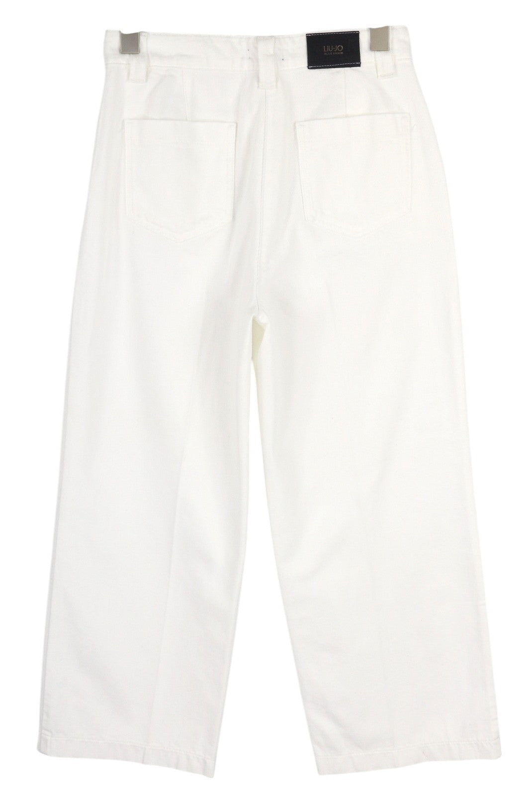 LIU JO Women Jeans W28 High Waist Straight Fit Zip Fly Denim Light White Logo