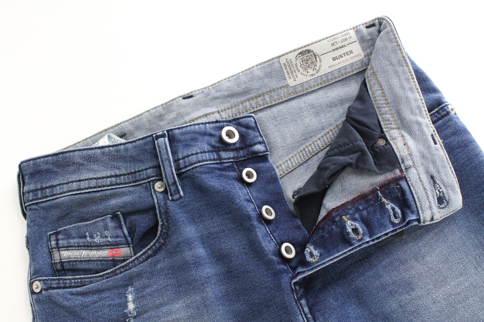 DIESEL Buster 084NV Men's Jeans W27 L30 Slim Taper Fit Stretch Cotton Blue Wash