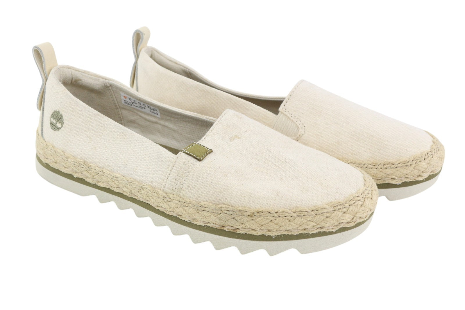 TIMBERLAND A24QW Women Shoes EU38 Beige Espadrilles Slip On Logo Low Almond Toe