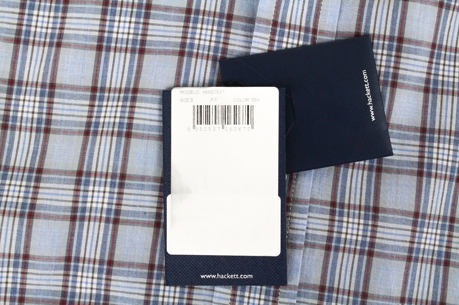 HACKETT Mens Shirt S Light Blue Checkered Melange Button-Up Cotton Dress