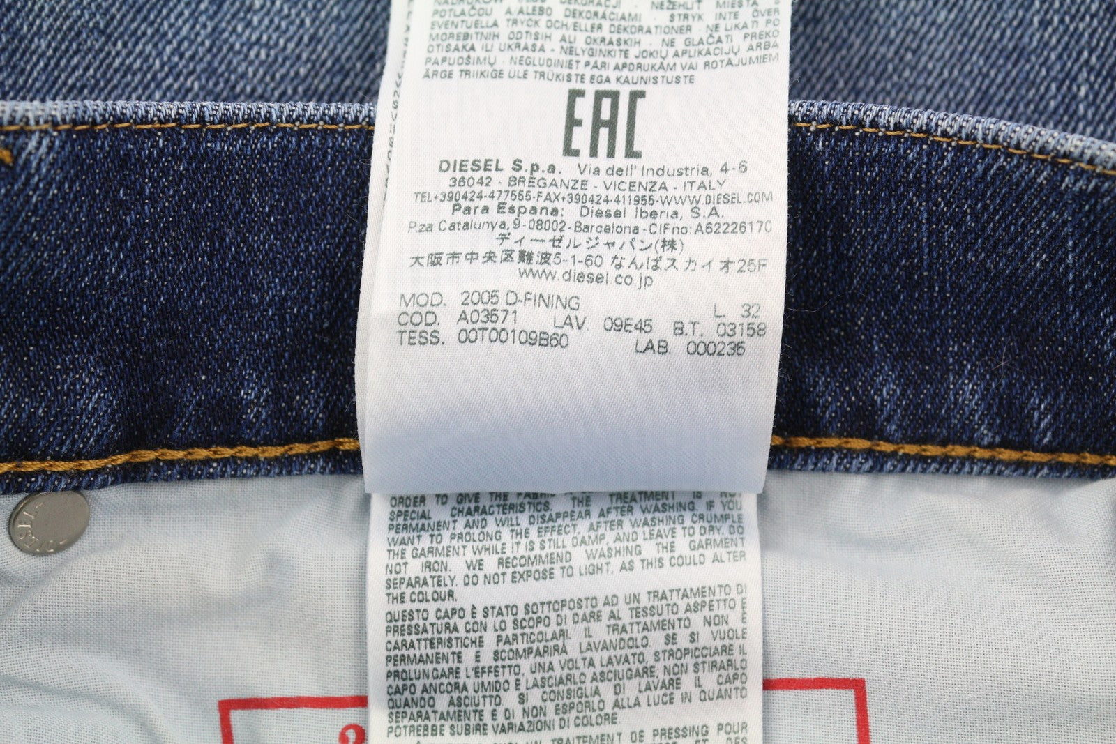 DIESEL 2005 D-Fining 09E45 Men Jeans W32/L32 Washed Blu Distress RRP€175