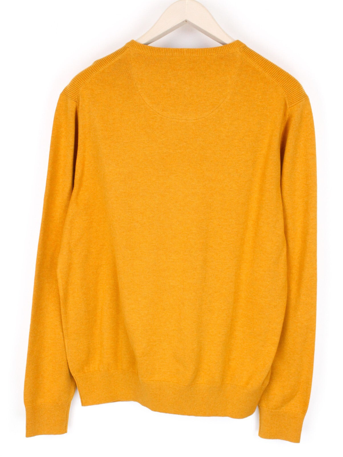STATE OF ART Mens Sweater L Yellow Orange V-Neck Plain Tight-Knit Pullover