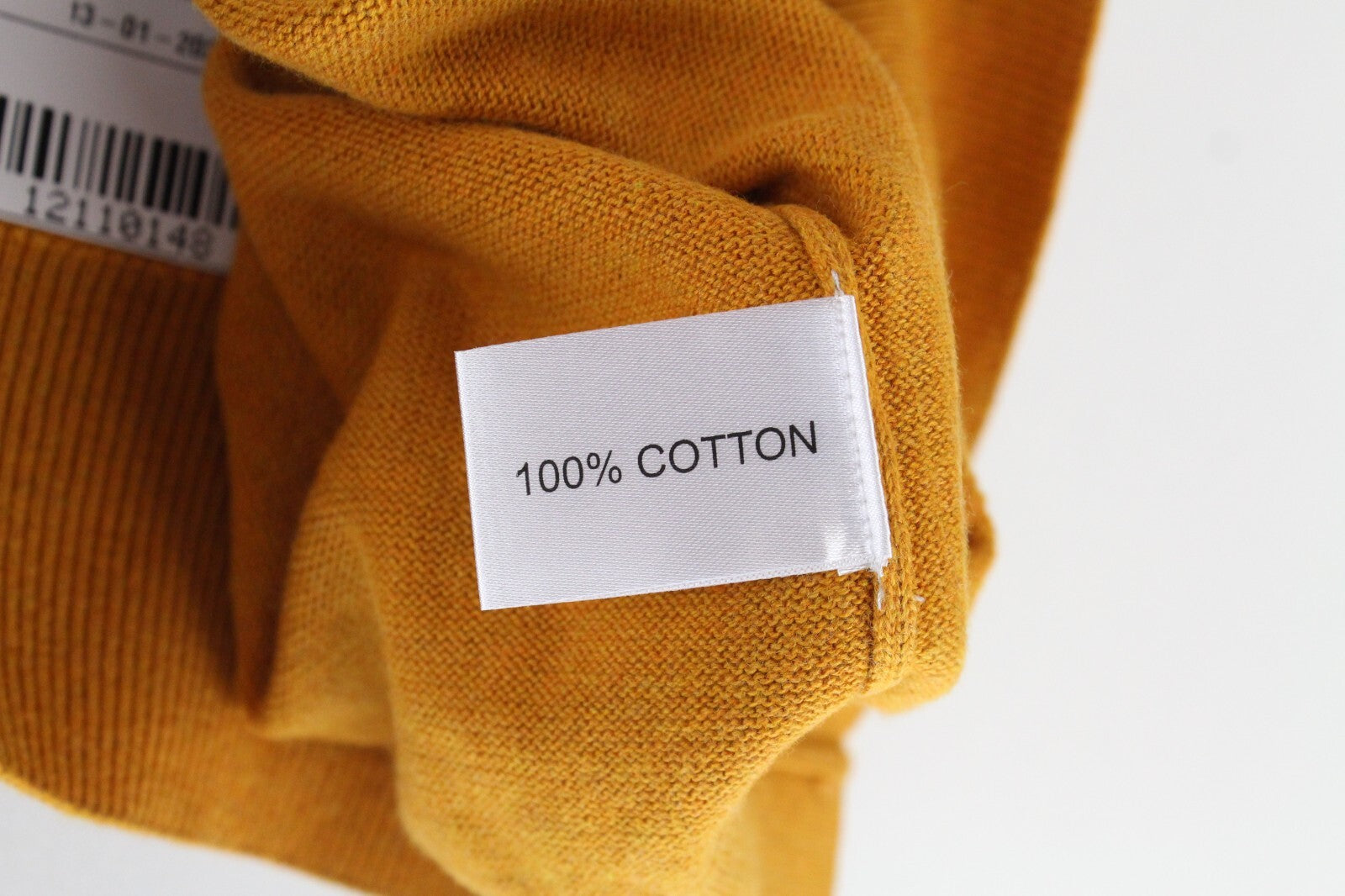 STATE OF ART Mens Sweater L Yellow Orange V-Neck Plain Tight-Knit Pullover