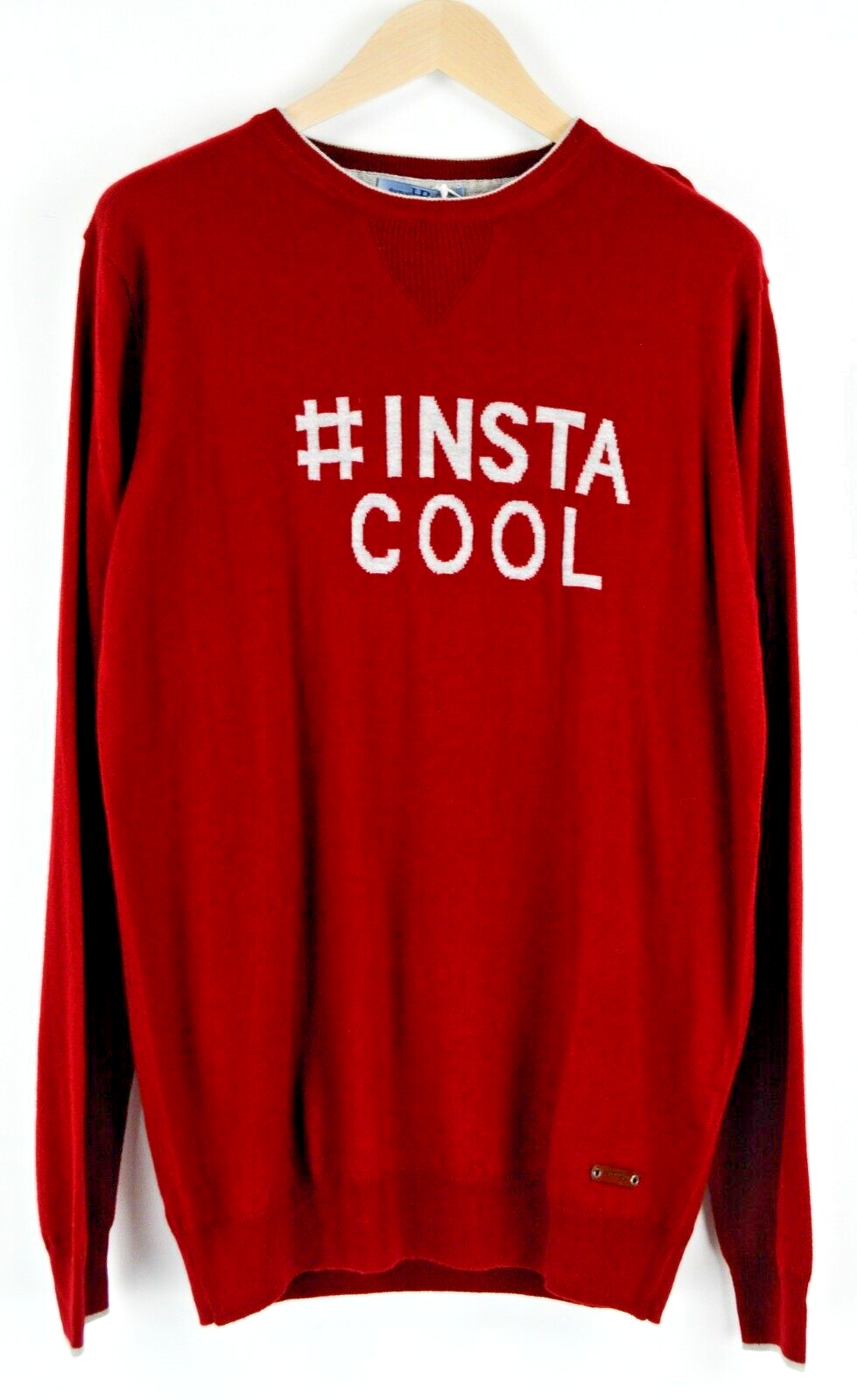 HARMONT & BLAINE Mens Sweater 2XL Red Crew Neck Tight-Knit Wool Blend