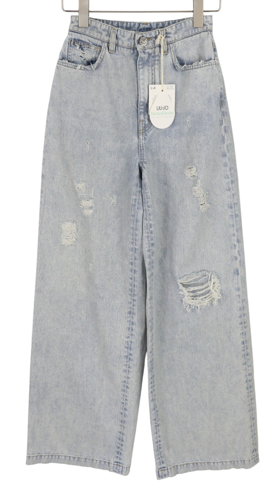 LIU JO 5 Tasche Vita Women Jeans 40 High Waist Ripped Distress Wide Leg Denim