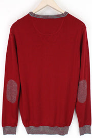 HARMONT & BLAINE Mens Sweatshirt XL Red V-Neck Wool Blend Long Sleeve Pullover