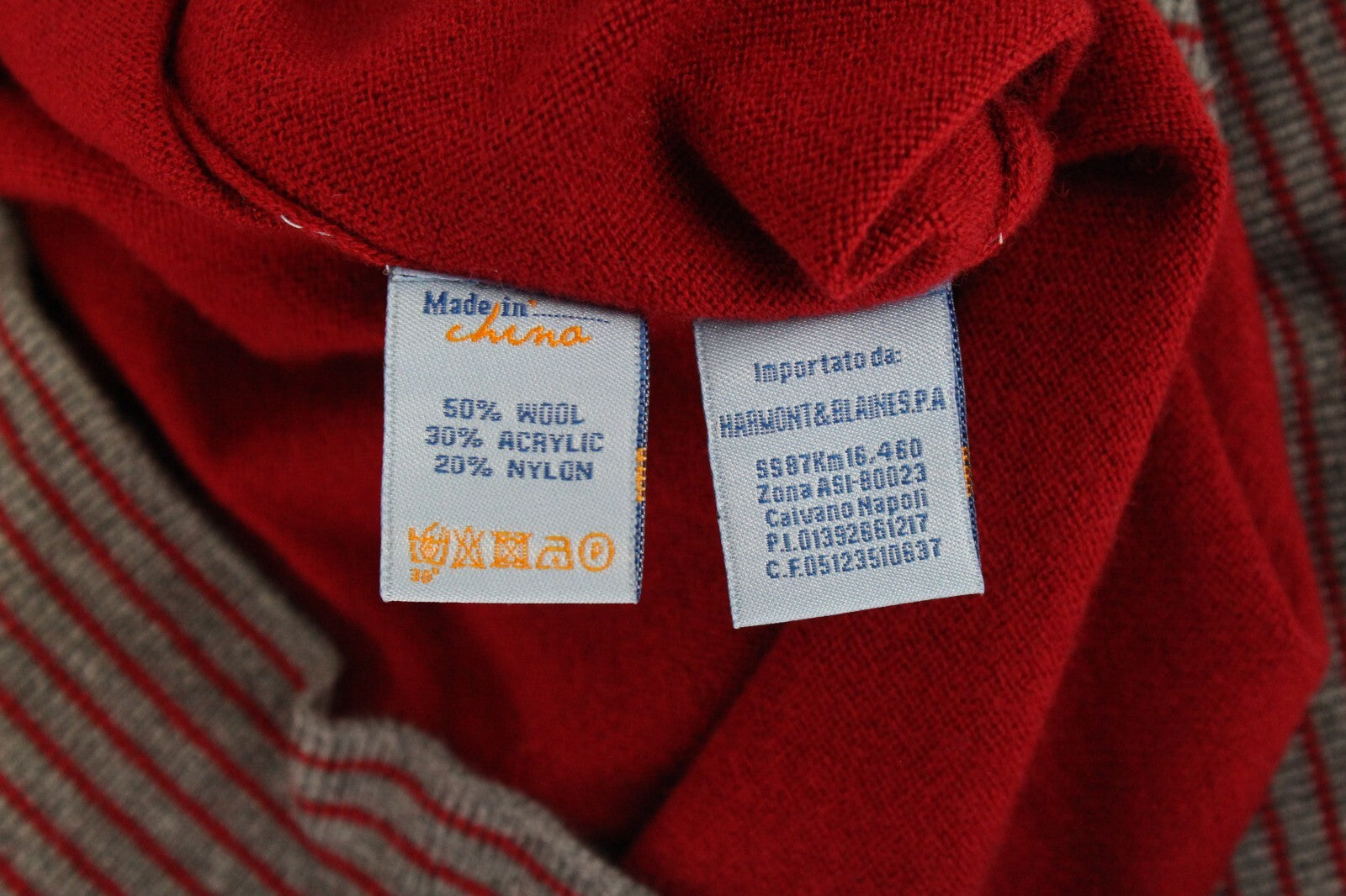 HARMONT & BLAINE Mens Sweatshirt XL Red V-Neck Wool Blend Long Sleeve Pullover