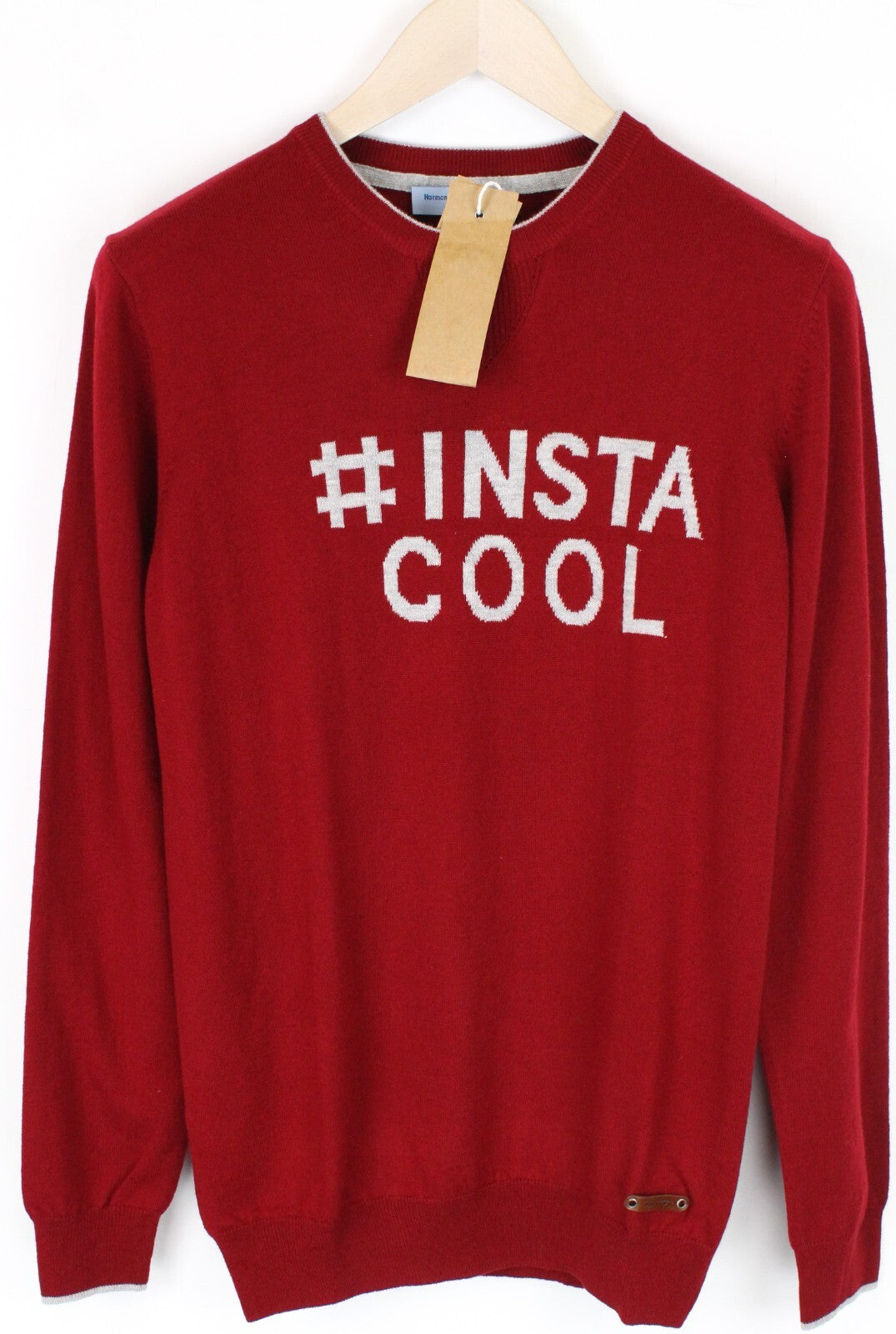 HARMONT & BLAINE Mens Sweatshirt M Red Wool Blend Long Sleeve Pullover