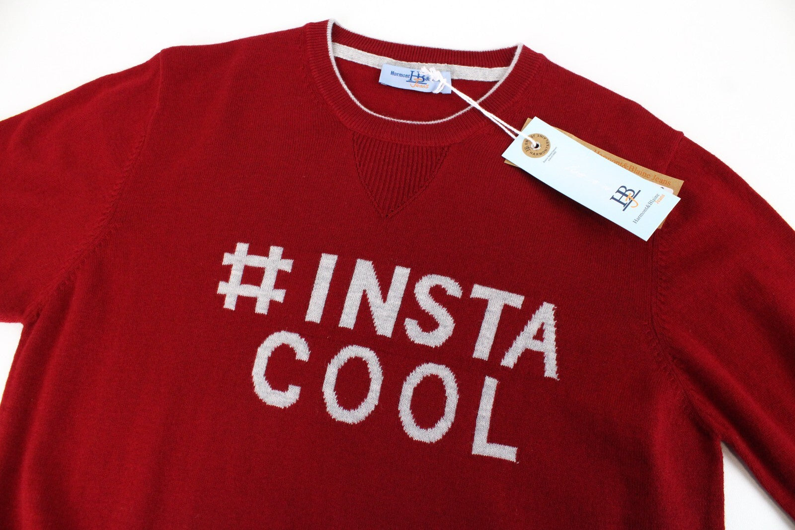 HARMONT & BLAINE Mens Sweatshirt M Red Wool Blend Long Sleeve Pullover