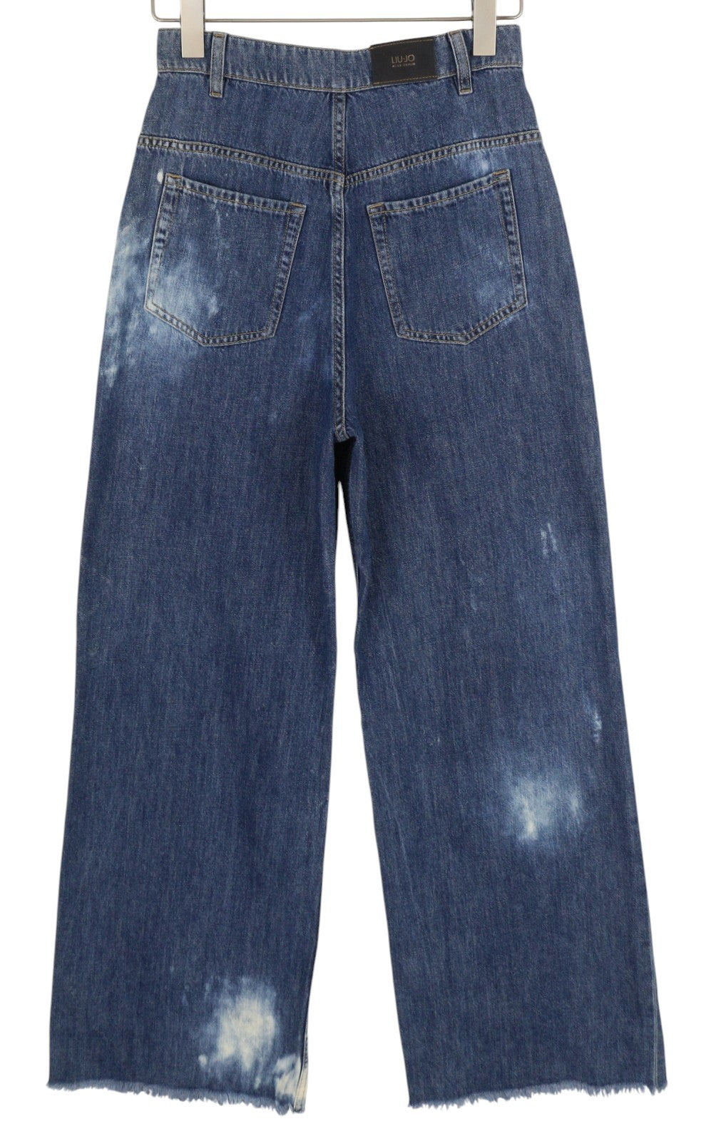 LIU JO Straight Bottoni Strass Women Jeans W28 High Waist Stars Print Wide Leg