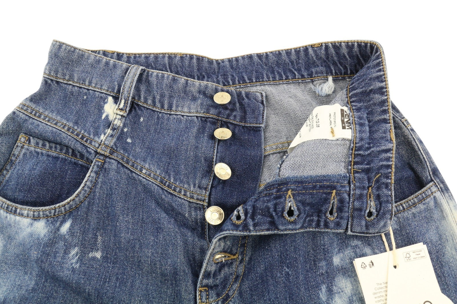 LIU JO Straight Bottoni Strass Women Jeans W28 High Waist Stars Print Wide Leg