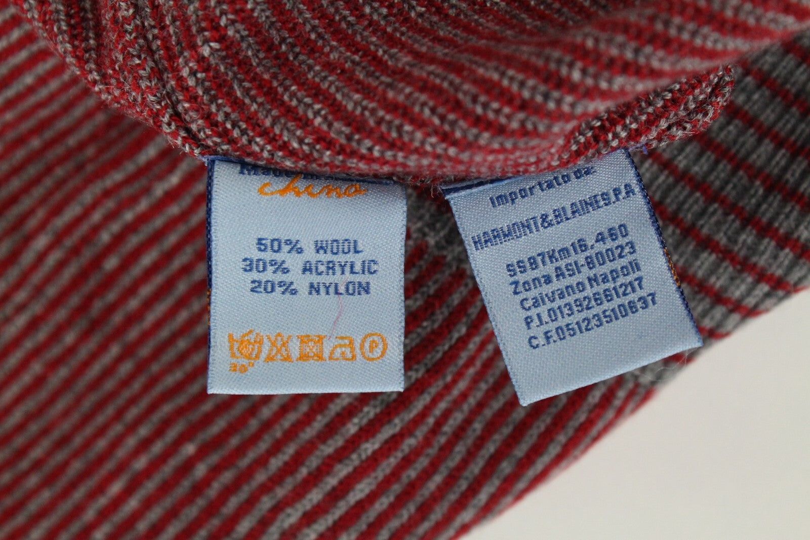 HARMONT & BLAINE Mens Sweatshirt 2XL Red Wool Blend Striped Long Sleeve