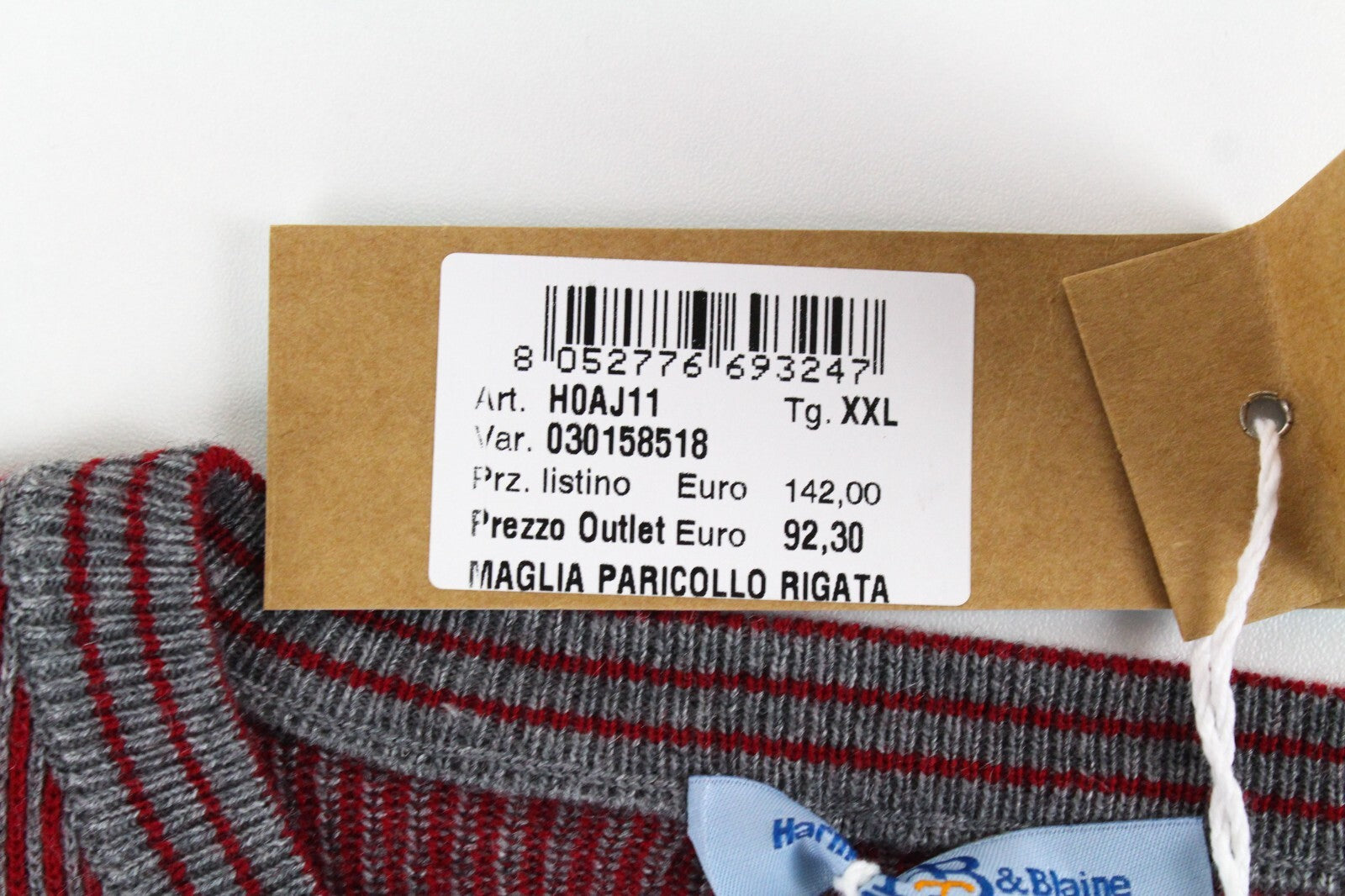 HARMONT & BLAINE Mens Sweatshirt 2XL Red Wool Blend Striped Long Sleeve