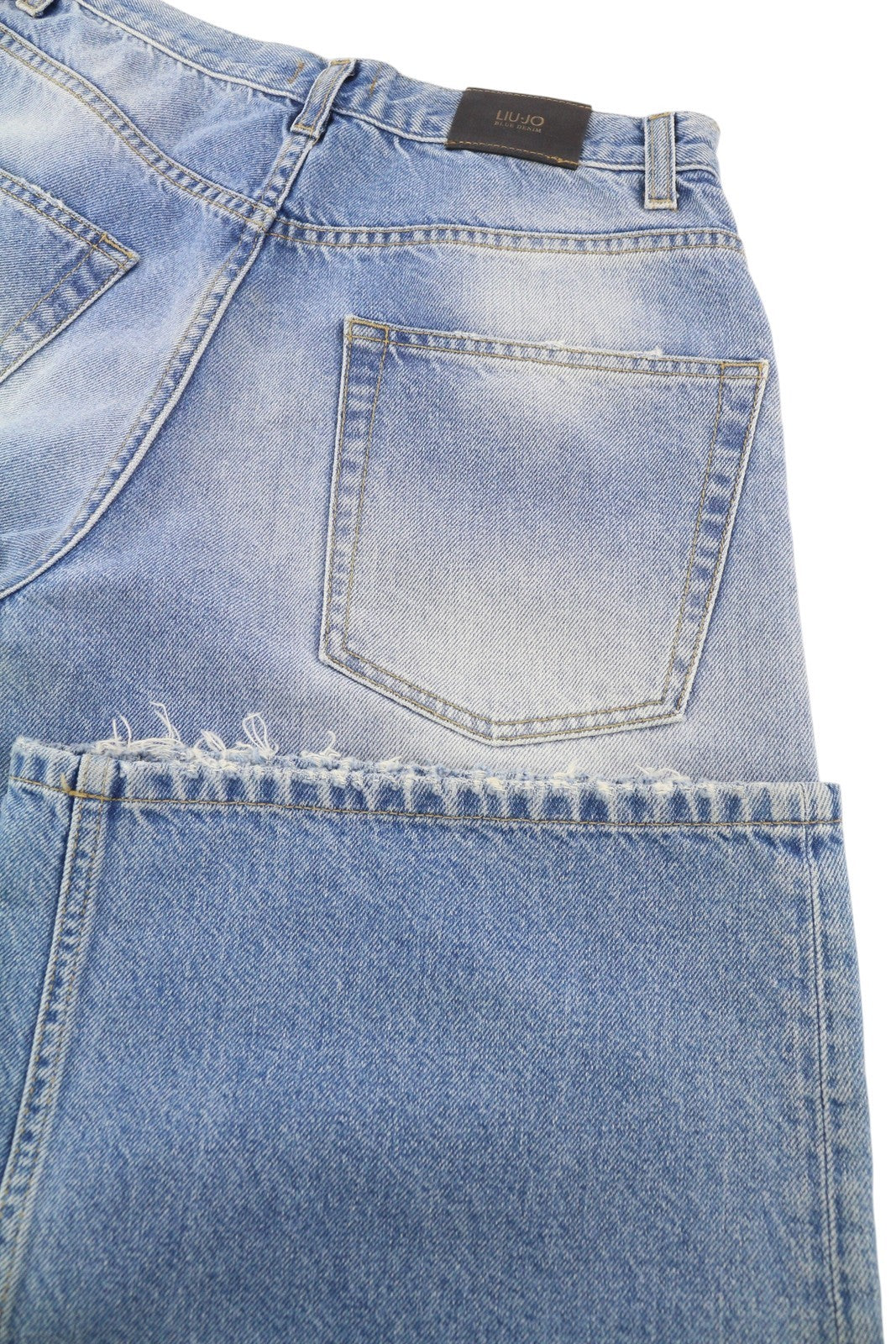 LIU JO Pilar Women Jeans W28 High Waist Wide Leg Ripped Distress Washed Blue