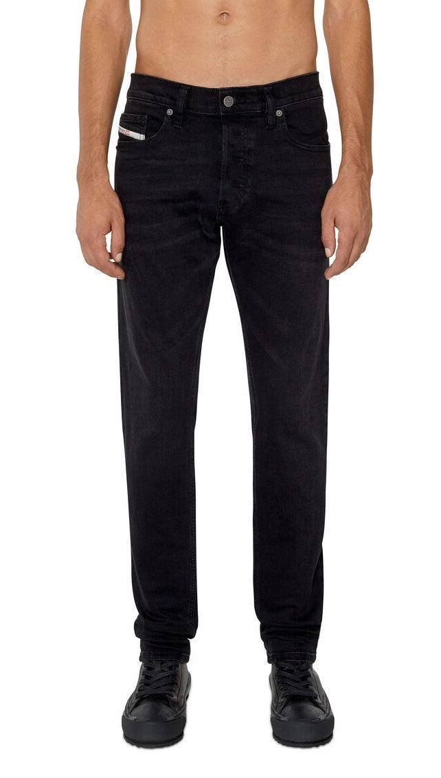 DIESEL D-Luster 0IHAU Men Jeans W36/L32 Slim Fit Buttoned Washed Black Denim