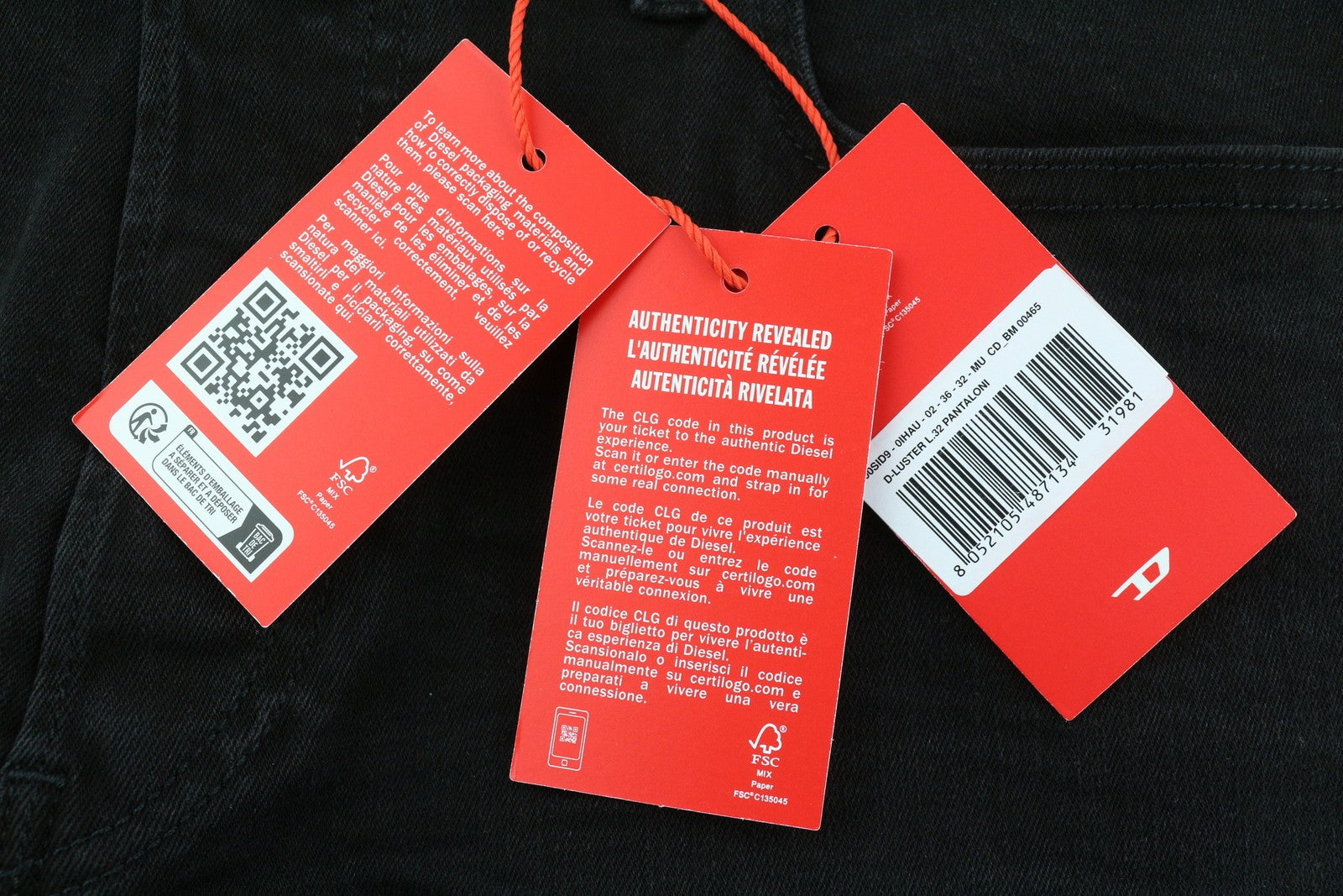 DIESEL D-Luster 0IHAU Men Jeans W36/L32 Slim Fit Buttoned Washed Black Denim