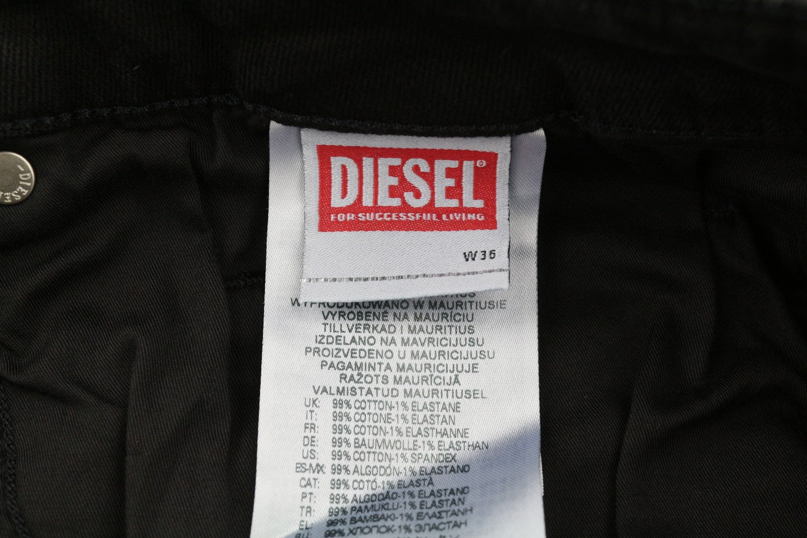 DIESEL D-Luster 0IHAU Men Jeans W36/L32 Slim Fit Buttoned Washed Black Denim