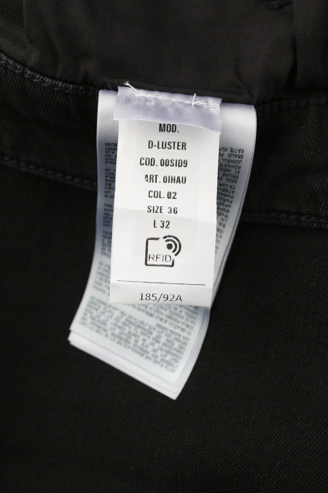 DIESEL D-Luster 0IHAU Men Jeans W36/L32 Slim Fit Buttoned Washed Black Denim