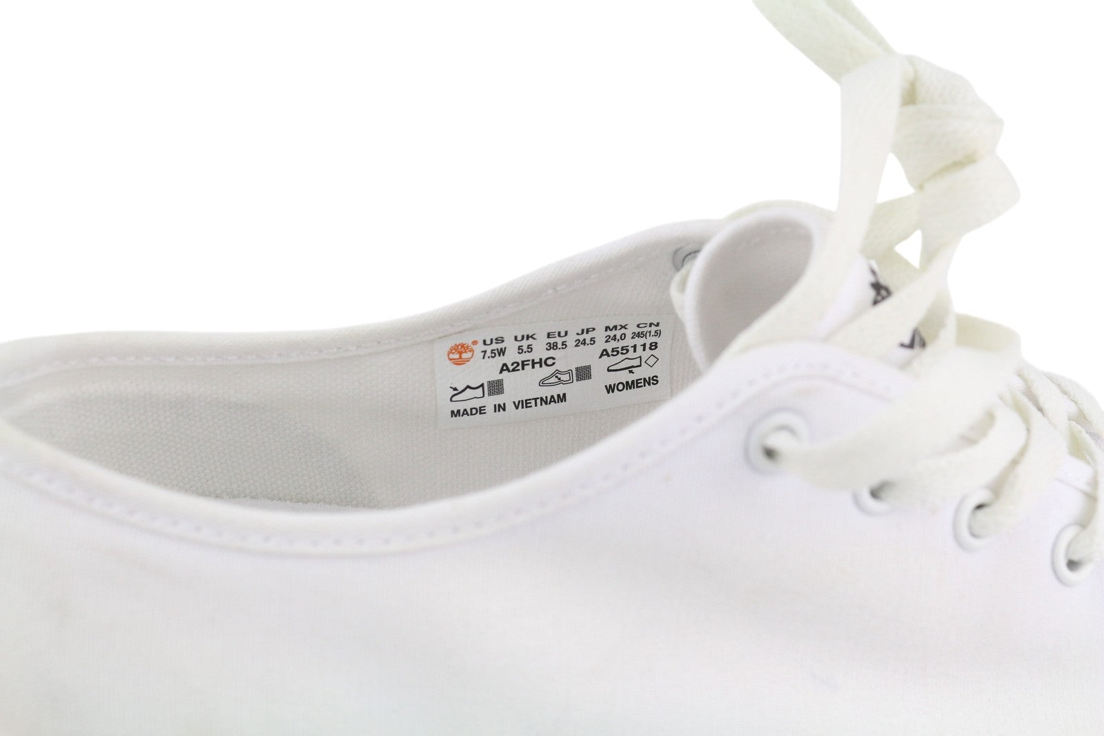 TIMBERLAND A2FHC Women Sneakers EU37.5/38.5 White Low Top Lace Up Almond Toe