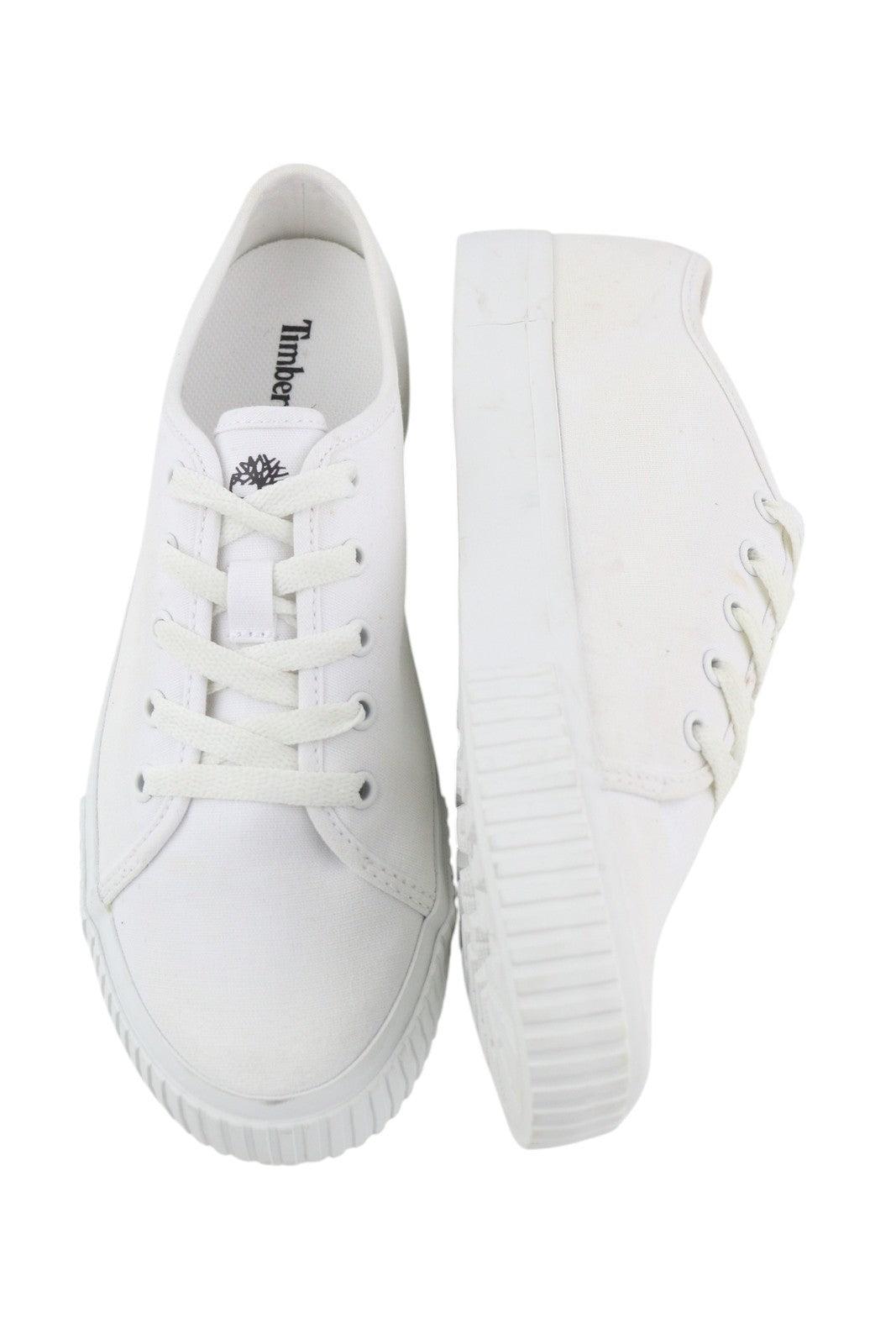 TIMBERLAND A2FHC Women Sneakers EU37.5/38.5 White Low Top Lace Up Almond Toe