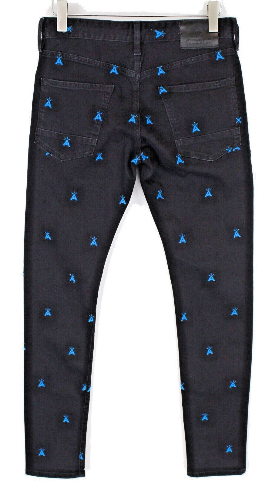 SCOTCH & SODA Mens Jeans W29/L34 Slim  Black Stretchy Patterned Ralston