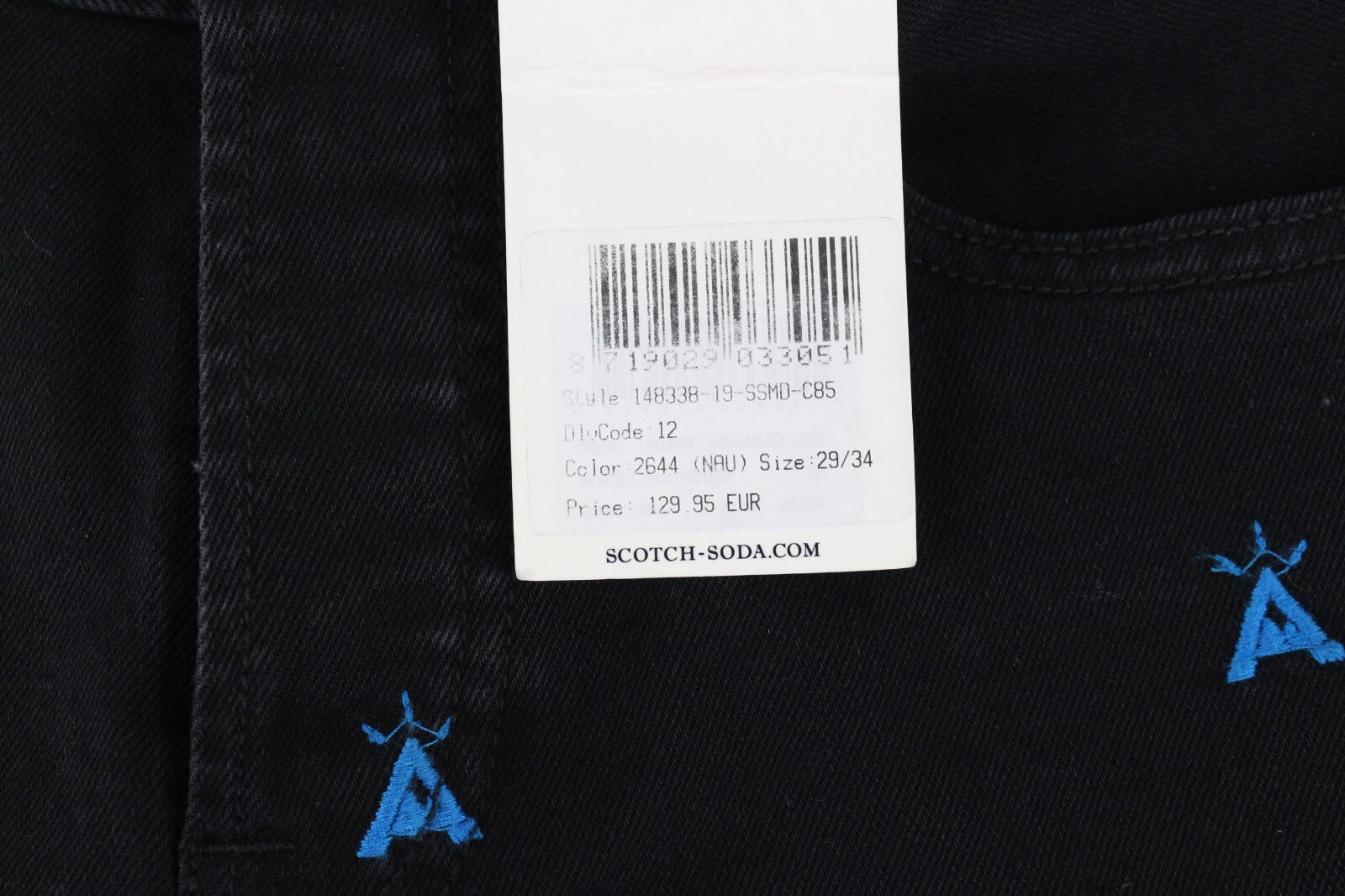 SCOTCH & SODA Mens Jeans W29/L34 Slim  Black Stretchy Patterned Ralston