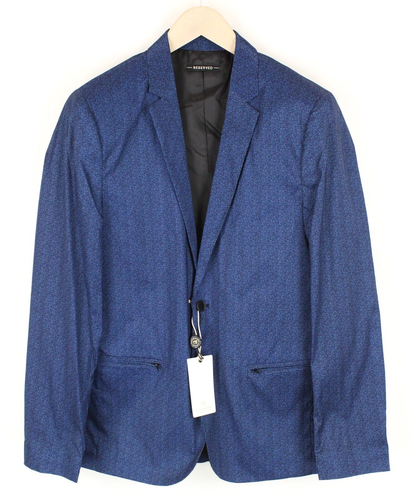 SCOTCH & SODA Ams Couture Mens Blazer ~L Blue Patterned Notch Collar One-Button